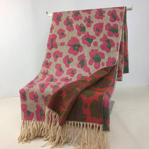 235- Animal Print Scarf - Hot Pink & Green