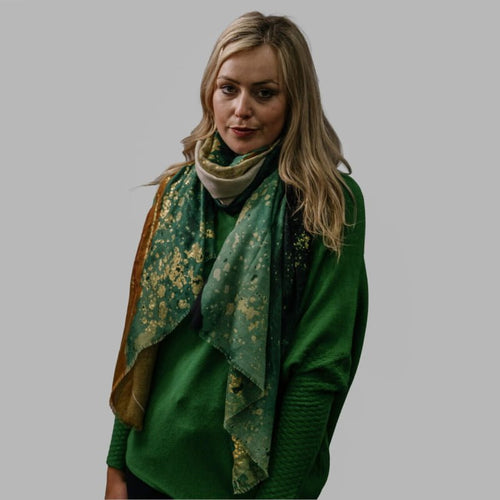 1045108 - Metallic Abstract Green Scarf - Zelly