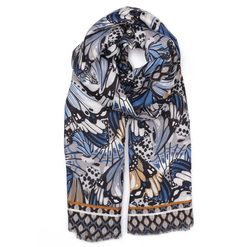 1043602- Winter Butterfly Lightweight Scarf Blue - Zelly