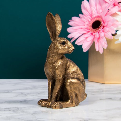 28615 - Bronze Sitting Hare Statue - Joe Davis