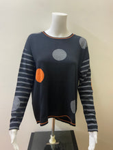 Load image into Gallery viewer, 7421- Spot Design Knit Jumper-Black/Charcoal/Burnt orange- Foil