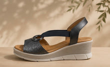 Load image into Gallery viewer, 1161- Onyx Wedge Elastic Strap Sandal- Valerias