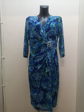 Load image into Gallery viewer, V219- Cobalt Print Buckle Dress - Via Veneto