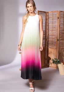 24153- Ombre Pleated Maxi Dress - Kate Cooper