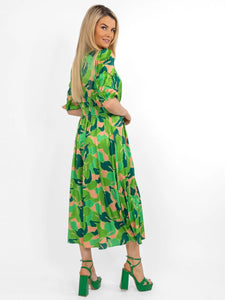 Audrey Green Midi Print Dress- Kate & Pippa