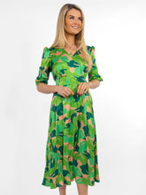 Load image into Gallery viewer, Audrey Green Midi Print Dress- Kate &amp; Pippa