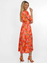 Load image into Gallery viewer, Audrey Orange Midi Print Dress- Kate &amp; Pippa