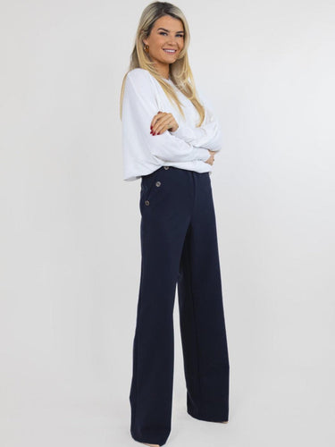 Navy Button Trousers - Kate & Pippa