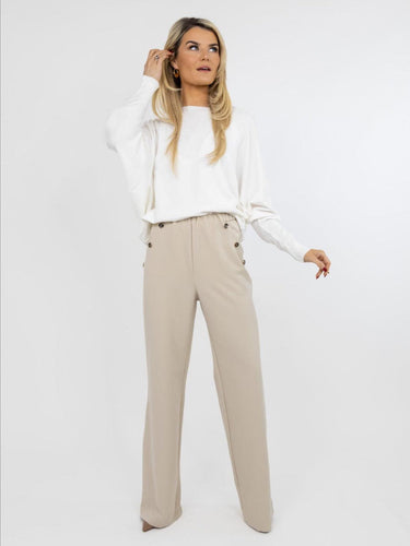 Beige Button Trousers - Kate & Pippa