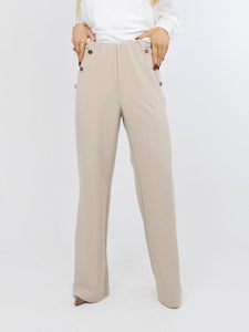 Beige Button Trousers - Kate & Pippa