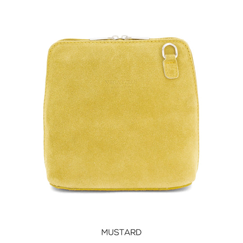 2130 - Suede Finish Crossbody Bags - Mustard - Moda Express