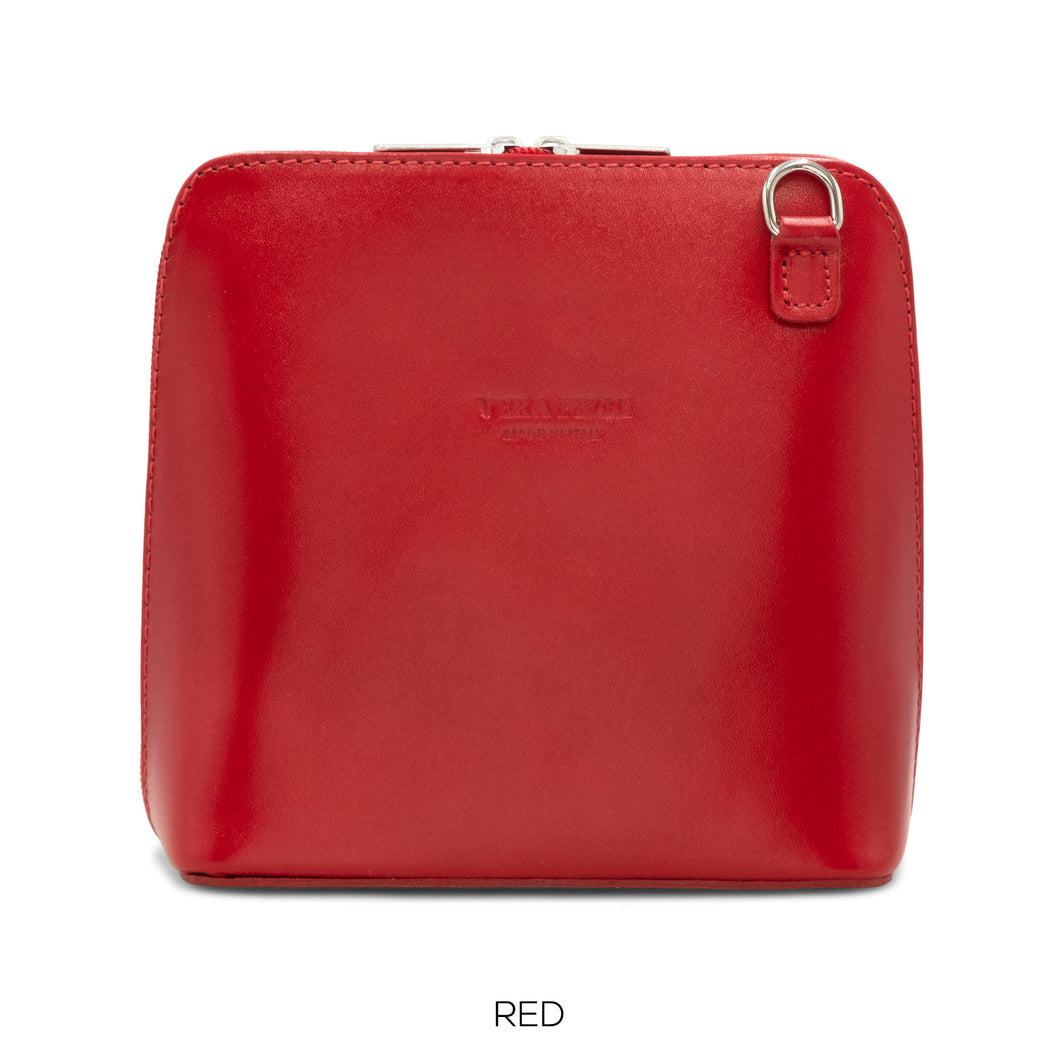 1158 - Crossbody Bag with Buckle Detail - Red - Moda Express