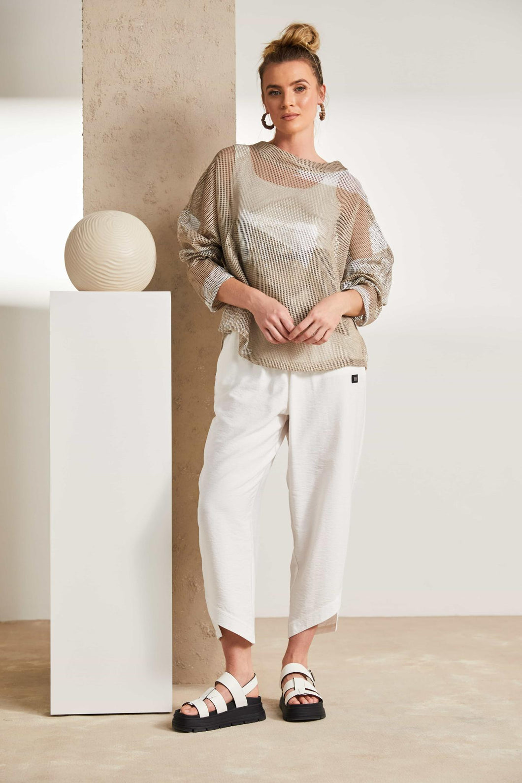 25186 - Mesh Funnel Neck Top - Naya