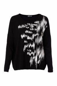 25287 - Long Sleeve Top with Brush Print - Naya