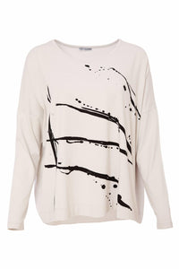 25288 - Brush Stroke Print Top - Black - Naya