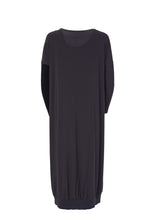 Load image into Gallery viewer, 118- Naya Elastic Hem Dress w/ Velvet sides &amp; Buckle- Black