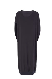 118- Naya Elastic Hem Dress w/ Velvet sides & Buckle- Black