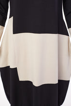 Load image into Gallery viewer, 125- Naya Block Stripe Dress- Black &amp; Sand