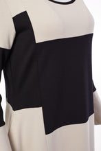Load image into Gallery viewer, 125- Naya Block Stripe Dress- Black &amp; Sand