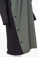 Load image into Gallery viewer, 129- Naya Shift Dress with hood &amp; contrast Panel- Black&amp;Forest