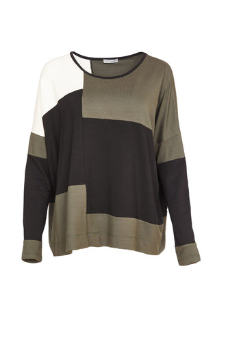 24114 - Block Colour Top- Forest & Black- Naya