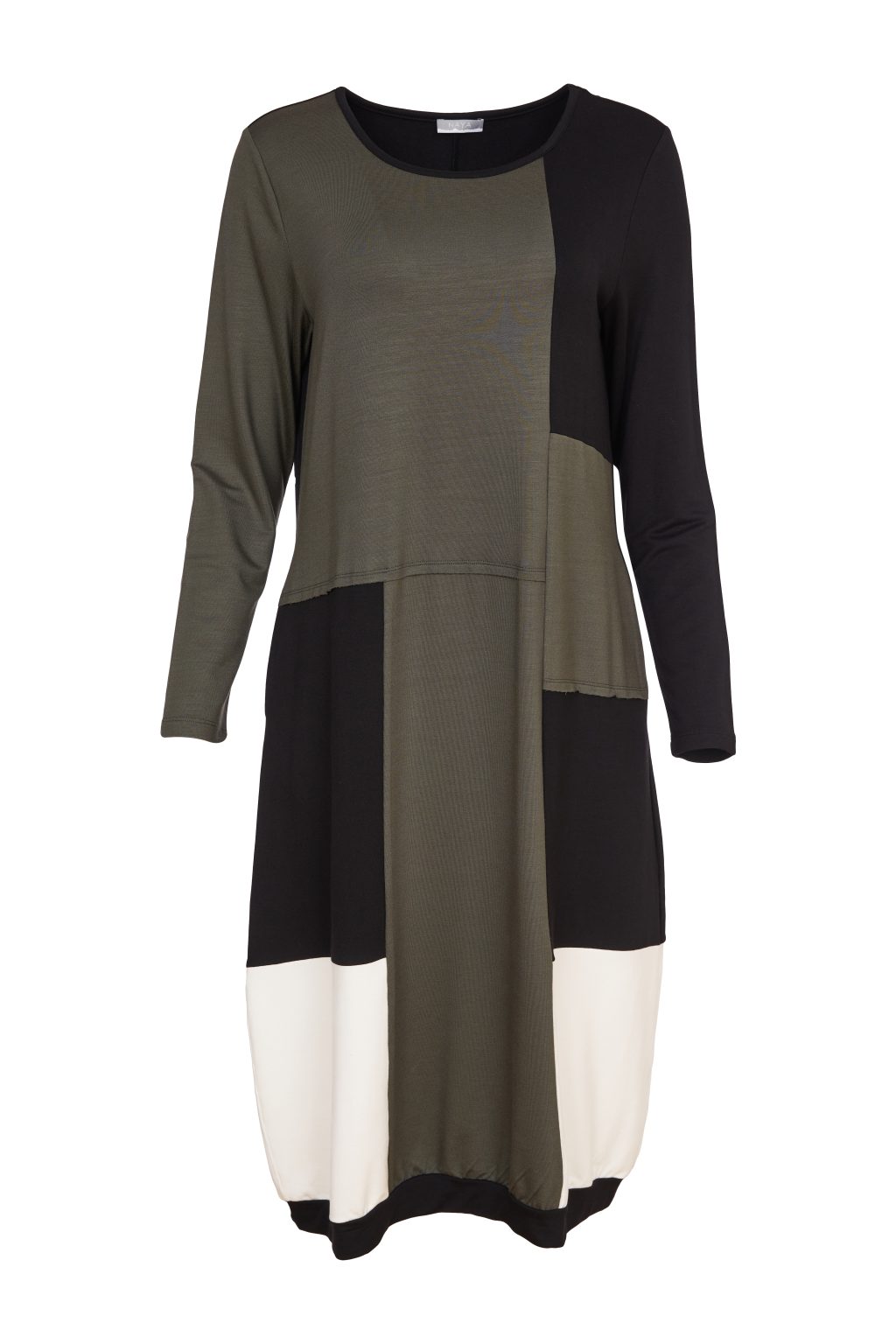 24115 - Block colour jersey dress- Forest & Black- Naya