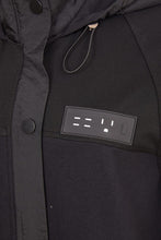 Load image into Gallery viewer, 24182 - Hooded coat with contrast hem panel &amp; placket- Black- Naya