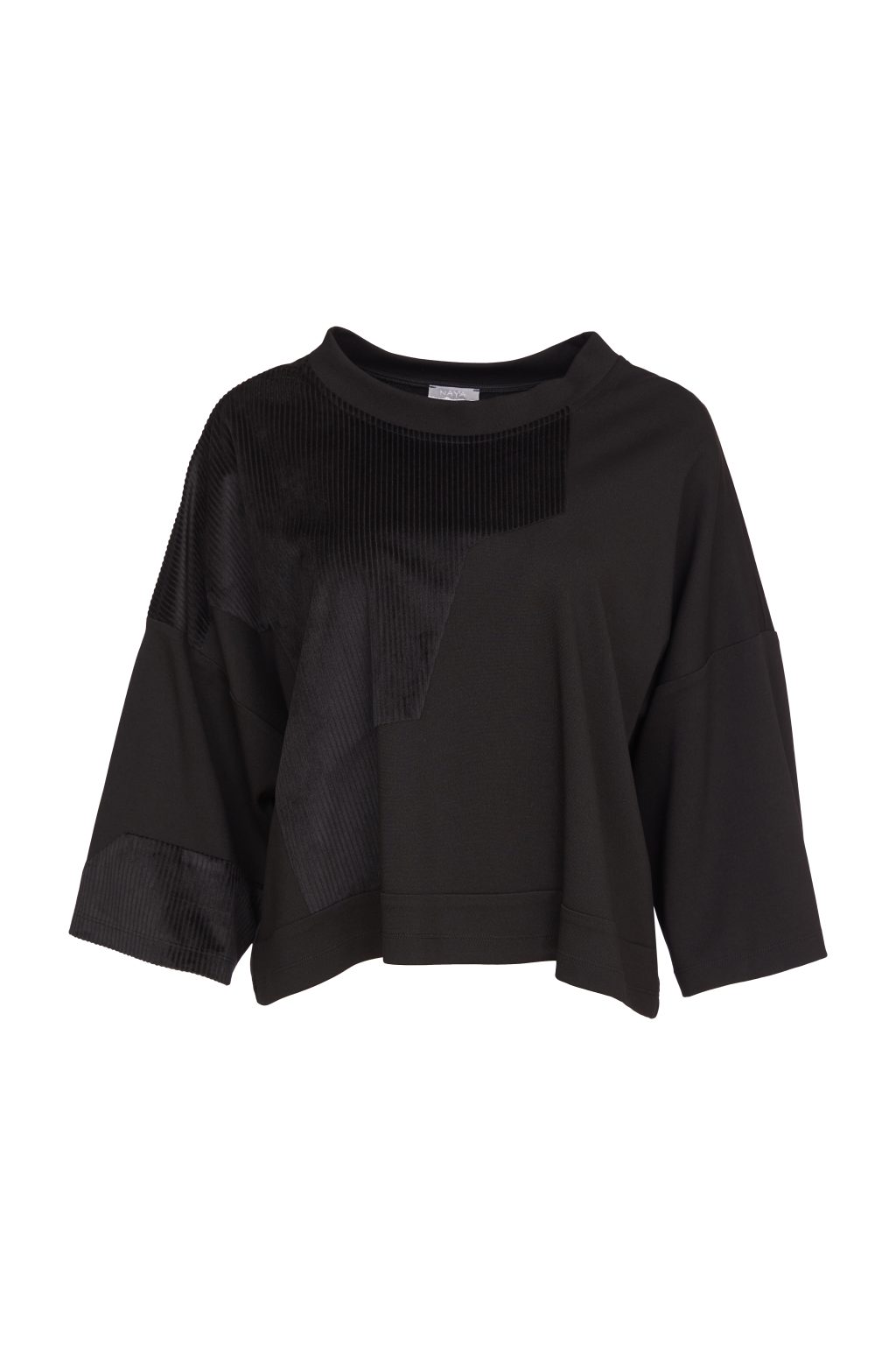 24185- Zig zag cord panel top - Black- Naya
