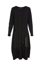 Load image into Gallery viewer, 24118- Dress with leatherette panel &amp; trim- Black- Ora