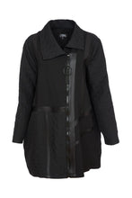 Load image into Gallery viewer, 24125- Quilted coat with contrast panels &amp; zip- Black- Ora