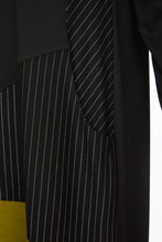 Load image into Gallery viewer, 24129- Colour Block Dress w/ Stripe Panel- Black/Lime- Ora