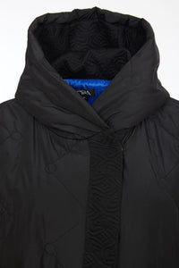 24150- Padded coat with embossed panels- Black- Ora