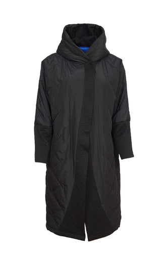 24150- Padded coat with embossed panels- Black- Ora