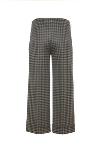 24154- Check Trousers w/Turn Up- Black/Grey- Ora