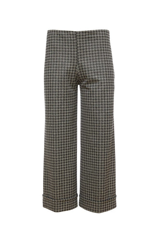 24154- Check Trousers w/Turn Up- Black/Grey- Ora