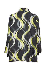 24157- Oversize Print Jacket with Contrast Zip- Black/Lime- Ora