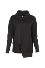 Load image into Gallery viewer, 24168- Embossed high neck top with Front Pocket- Black- Ora