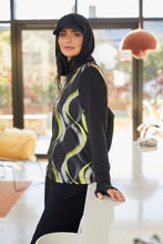 Load image into Gallery viewer, 24180- Print top with contrast band @ front- Black/Lime- Ora