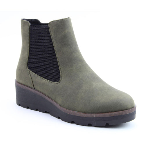 Ottavia Wedge Ankle Boot- Khaki- Heavenly Feet