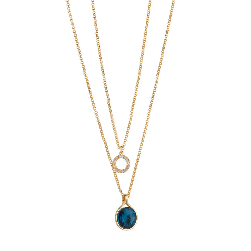 Crystal & Sapphire Layered Necklace- Knight & Day Jewellery