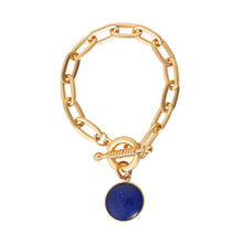 Load image into Gallery viewer, Chunky Paper Clip Chain &amp; Blue Drop Bracelet- Knight &amp; Day Jewellery