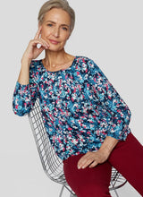 Load image into Gallery viewer, 113350 - Floral Blue Printed Blue Long Sleeved t-shirt - Rabe