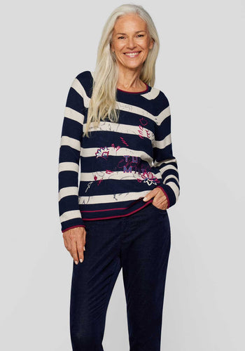 123604 - Navy Stripe Printed Pullover - Rabe