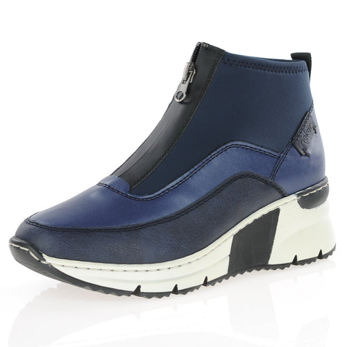 N6352- Front Zip Ankle Boot- Blue/Navy- Rieker