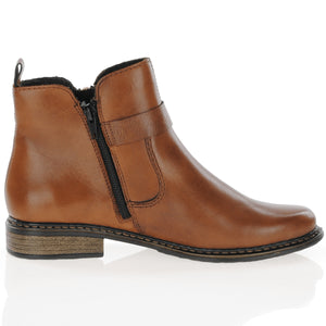 Z4959- Zip Detail Leather Ankle Boots- Brown- Rieker