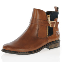 Load image into Gallery viewer, Z4959- Zip Detail Leather Ankle Boots- Brown- Rieker