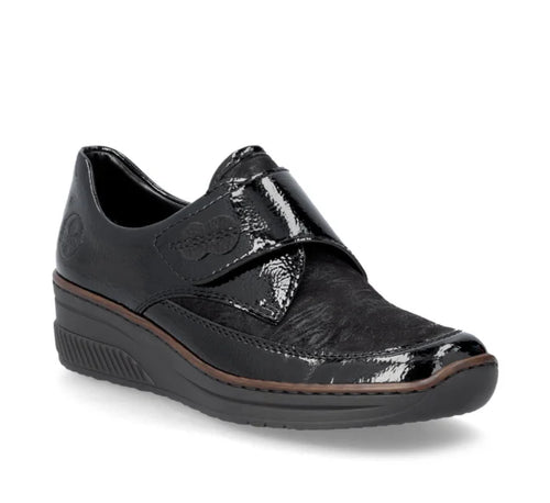 487C0- Velcro Fasten Shoe- Black- Rieker