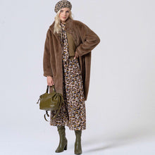 Load image into Gallery viewer, Faux Fur Coat - Khaki - Surkana