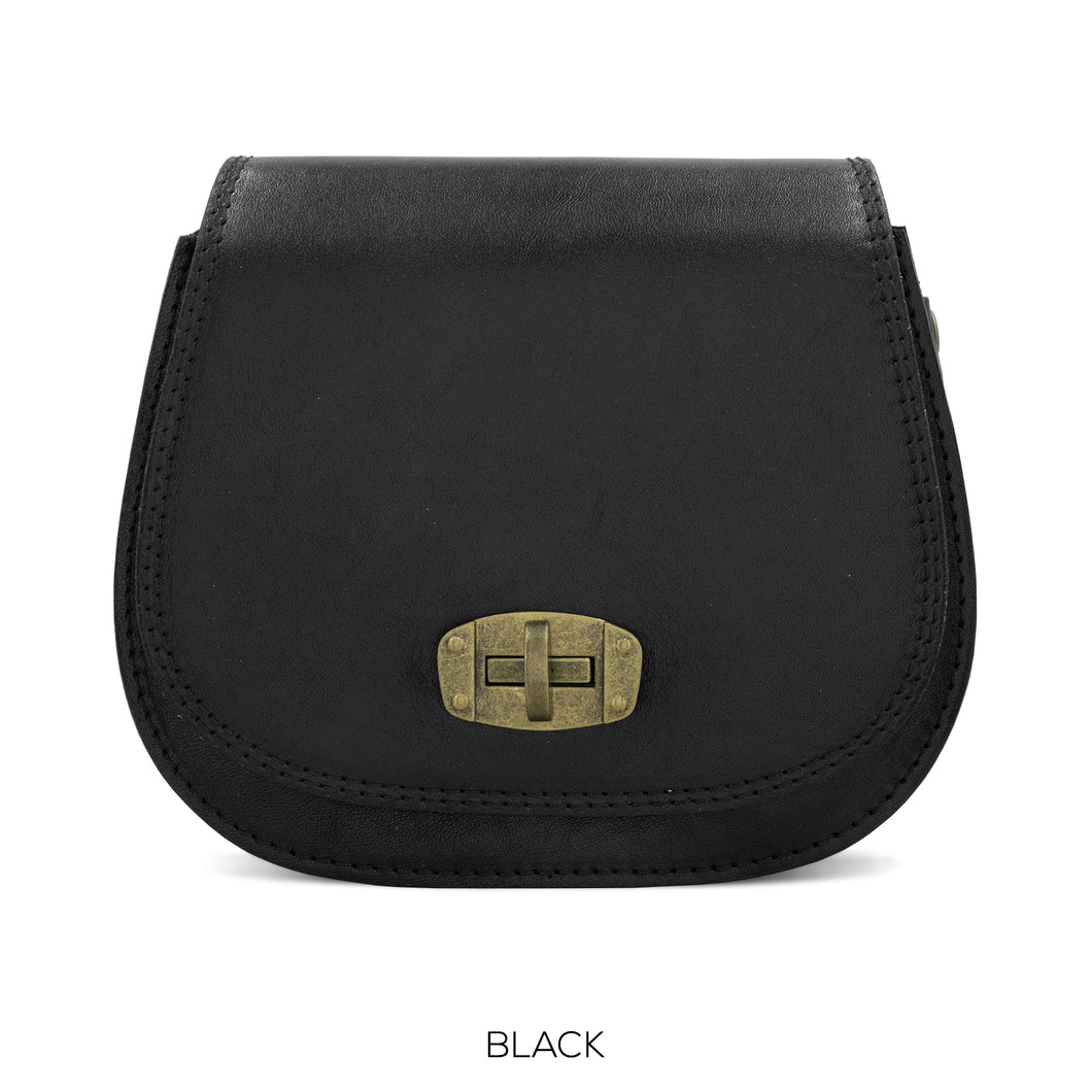 2338 - Saddle Crossbody Bag - Black