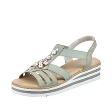 Load image into Gallery viewer, V0245- Slingback Flower Strap Sandal- Green- Rieker